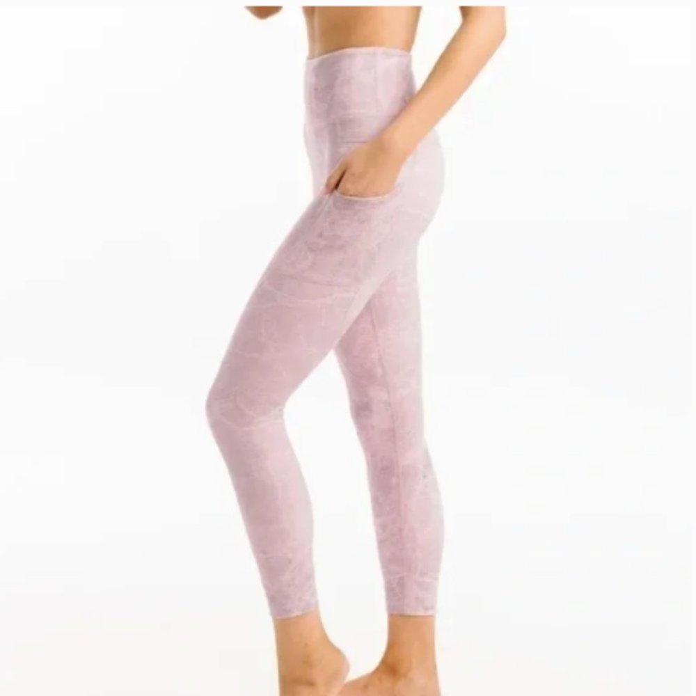 Zyia Pink Digital Granite Pocket Light n Tight High Rise 7/8 24" Leggings 4 NWOT
